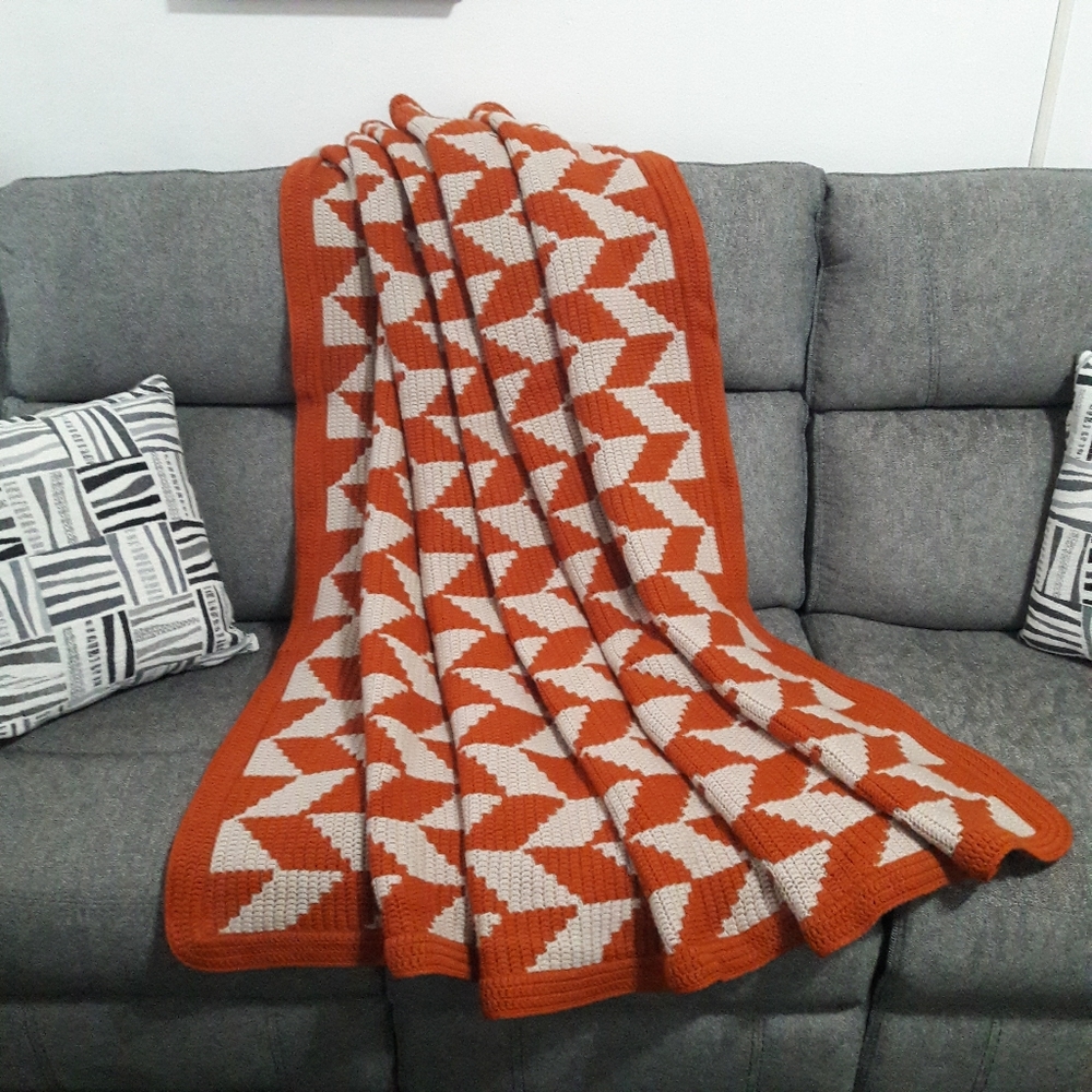 Handmade Crochet Blanket Orange